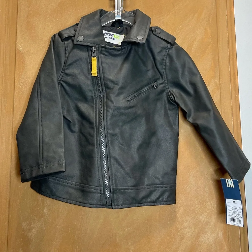 Genuine Kids Black Toddler Moto Jacket Asymmetrical Zip Size 2T